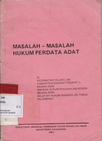 Masalah-masalah Hukum Perdata Adat