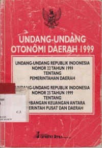 UNDANG-UNDANG OTONOMI DAERAH 1999